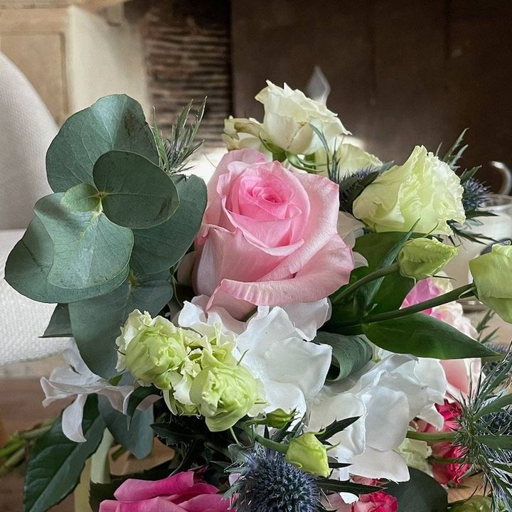 Bouquet de mariée rose et eucalyptus