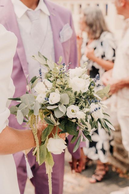Bouquet de mariée à la lavande, olivier et eucalyptus